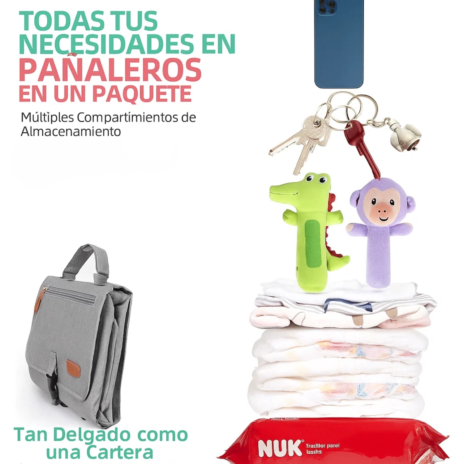 CAMBIADOR MUDADOR PAÑALES BEBE PLEGABLE PORTATIL IMPERMEABLE - 5
