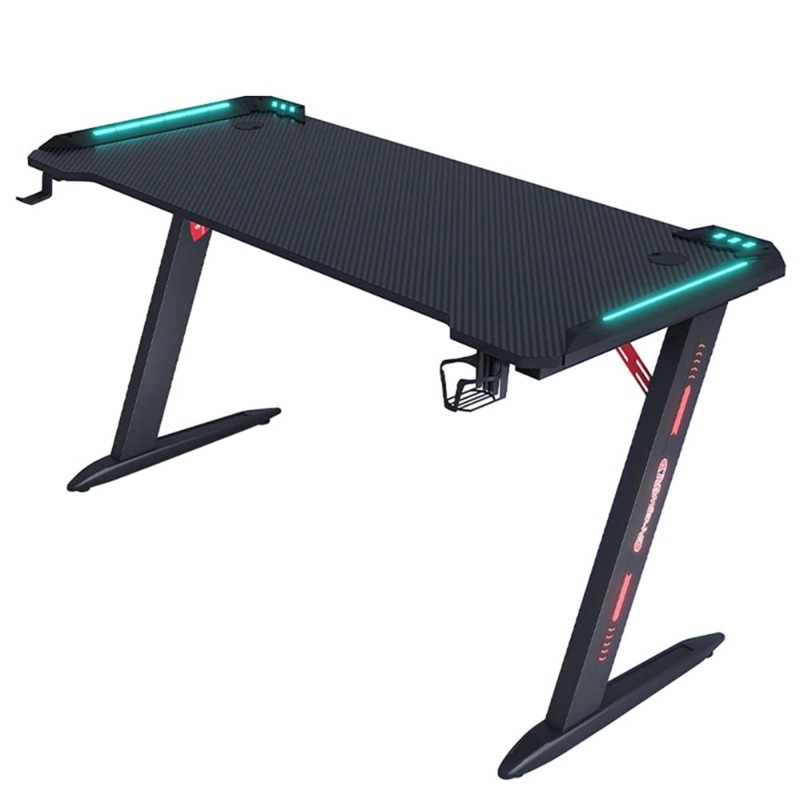 ESCRITORIO GAMER PROFESIONAL 140X60X74CM MESA CON LUCES RGB - 1