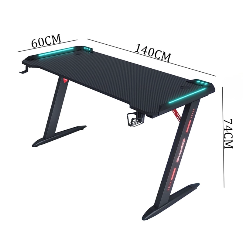 ESCRITORIO GAMER PROFESIONAL 140X60X74CM MESA CON LUCES RGB - 2