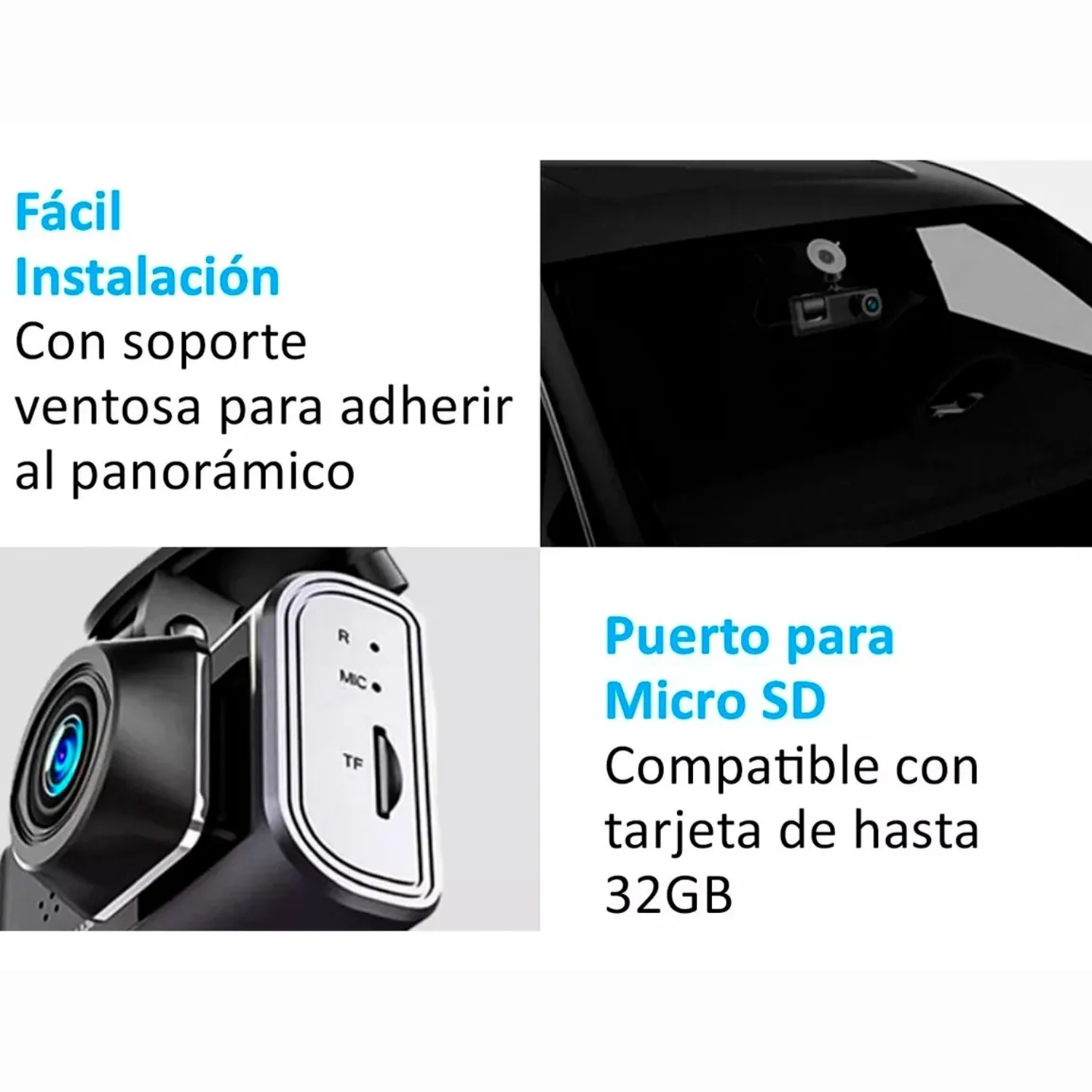 CAMARAS PARA AUTOS FRONTAL Y TABLERO 2 EN 1 HD 1080P - 4