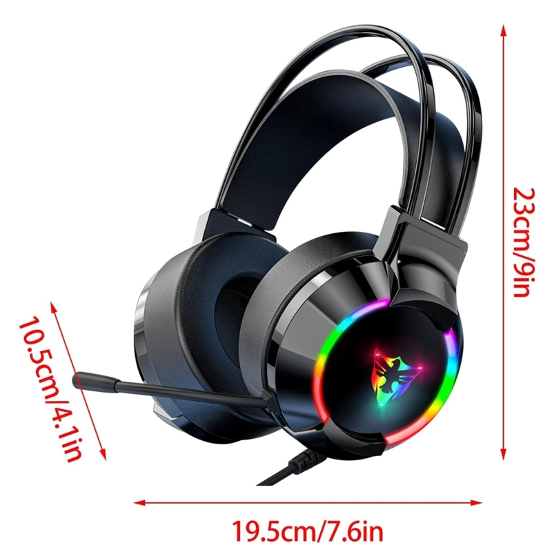 AUDIFONOS CON MICROFONO GAMER AURICULARES DIADEMA USB RGB - 2