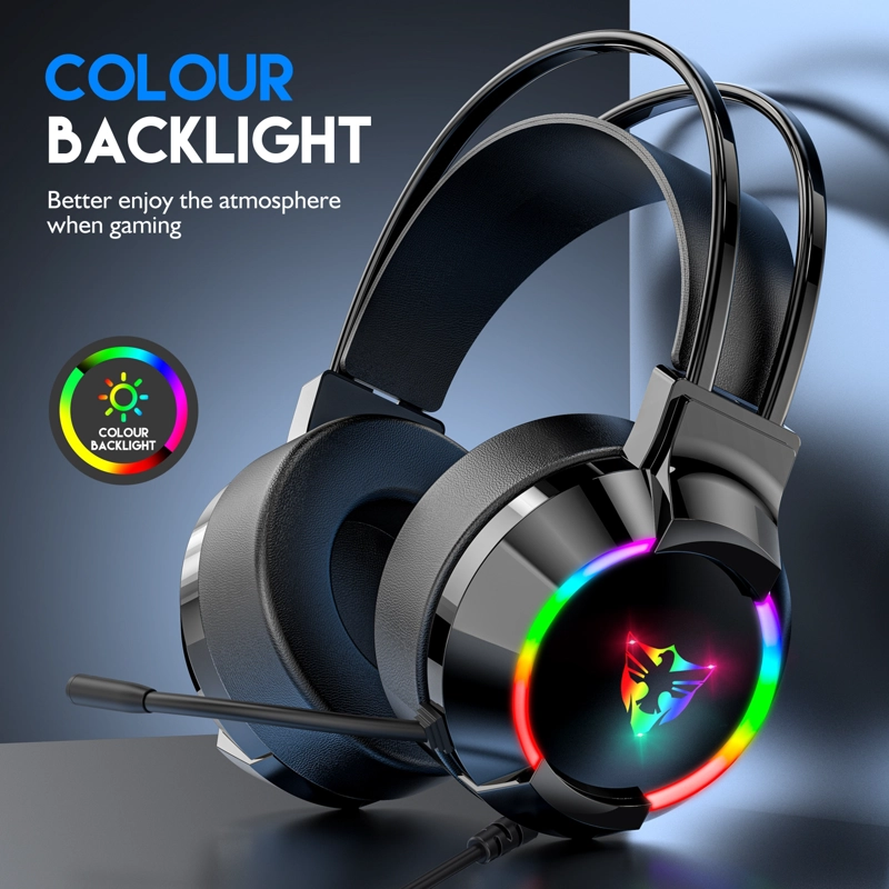 AUDIFONOS CON MICROFONO GAMER AURICULARES DIADEMA USB RGB - 3