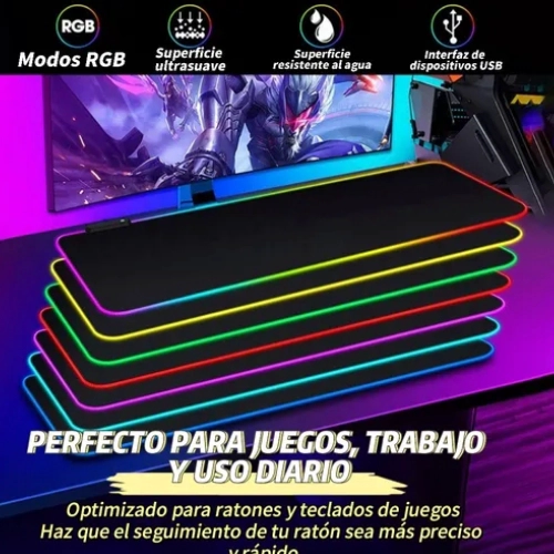 ALFOMBRILLA MOUSEPAD 40X89 CON LUZ LED RGB ANTIDESLIZANTE - 2