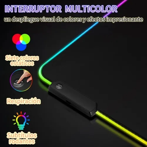 ALFOMBRILLA MOUSEPAD 40X89 CON LUZ LED RGB ANTIDESLIZANTE - 3