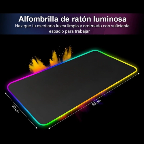 ALFOMBRILLA MOUSEPAD 40X89 CON LUZ LED RGB ANTIDESLIZANTE - 5