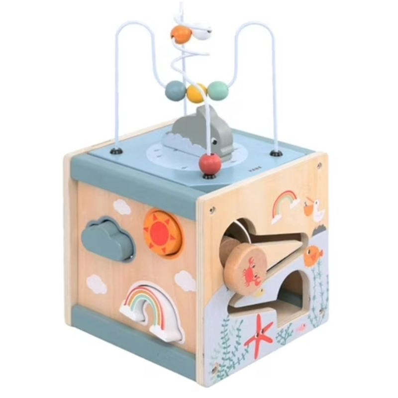 CUBO DIDACTICO 5 EN 1 ACTIVIDADES MOTRICIDAD JUGUETE BEBE S - 1