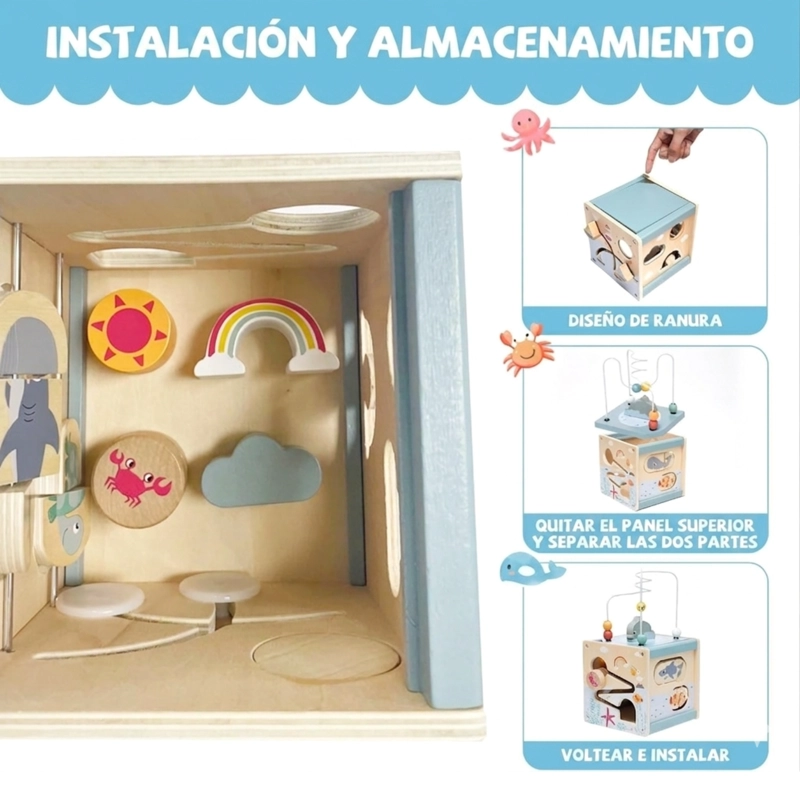 CUBO DIDACTICO 5 EN 1 ACTIVIDADES MOTRICIDAD JUGUETE BEBE S - 4