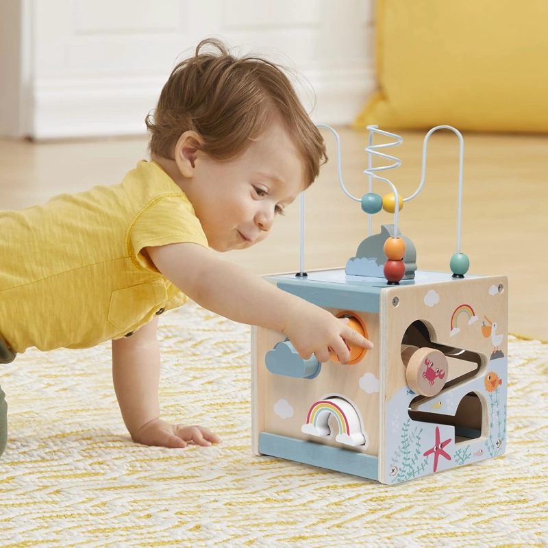 CUBO DIDACTICO 5 EN 1 ACTIVIDADES MOTRICIDAD JUGUETE BEBE S - 5