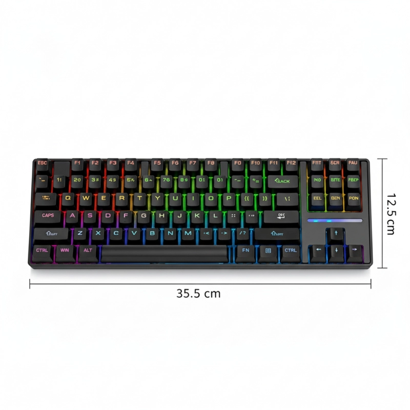 TECLADO GAMER SK16 QWERTY CON LUZ RGB 87 TECLAS MECANICO - 2
