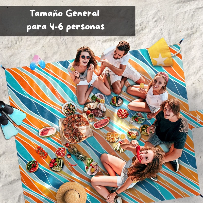 ALFOMBRA MANTA IMPERMEABLE 210X200CM DE PICNIC PLAYA VERANO - 3