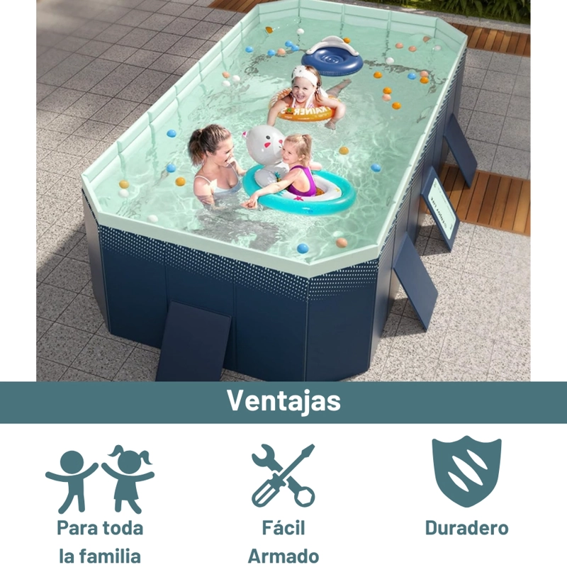 PISCINA INFANTIL 2.6 METROS ARMABLE PLEGABLE PARA EXTERIORES - 3