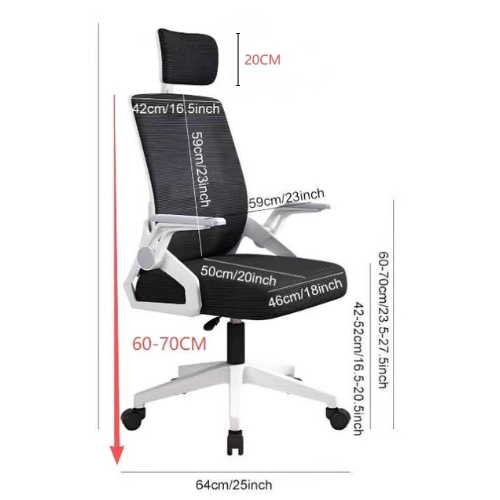 SILLA OFICINA CON CABECERO ERGONOMICO MALLA MESH HOME OFFICE - 3