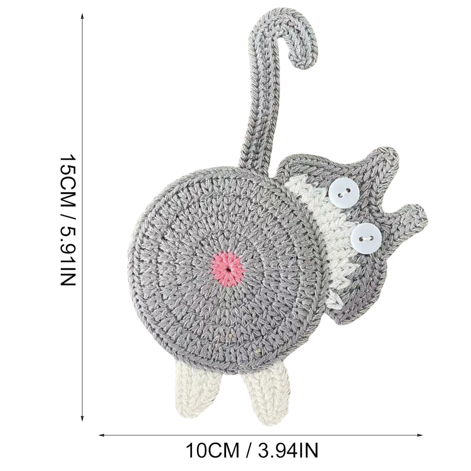 Pack 2 Posavasos De Gato Tejido a Punto Regalo Divertido - 2