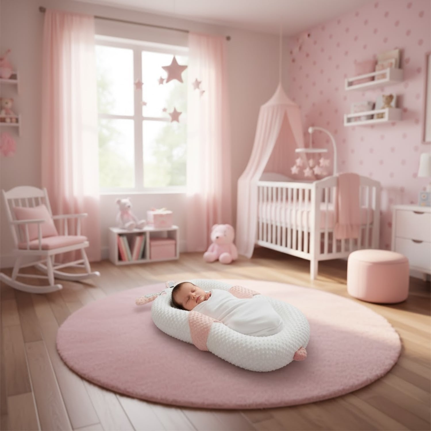 CUNA ALMOHADA PORTATIL PARA BEBE  DISEÑO ERGONOMICO - 4