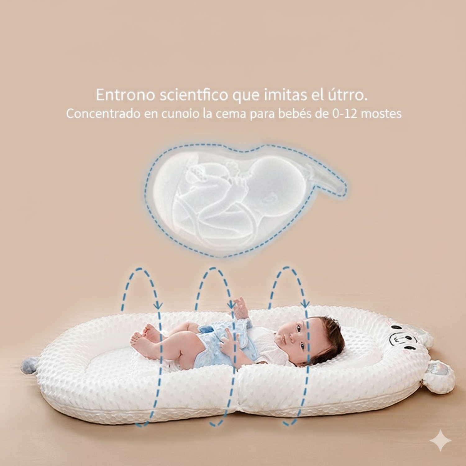 CUNA ALMOHADA PORTATIL PARA BEBE  DISEÑO ERGONOMICO - 4