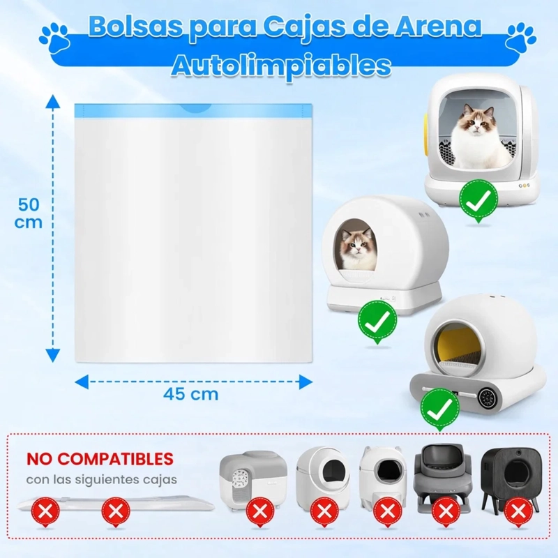 Bolsas Para Arenero Automático De Gatos 6 Rollos De 90ud - 2