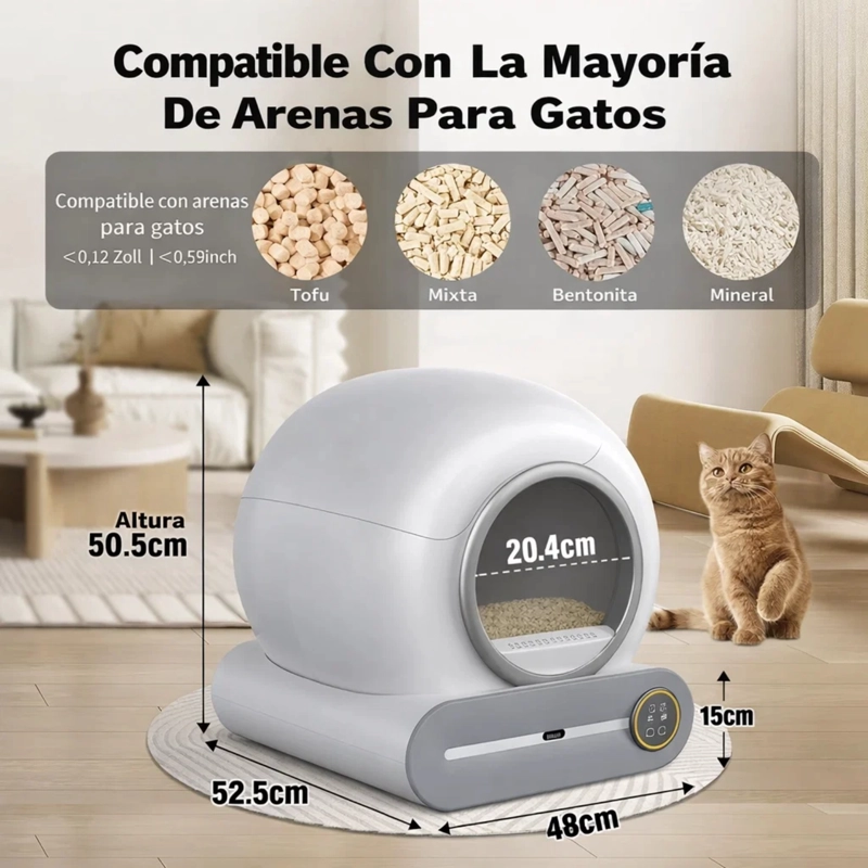 CAJA ARENA AUTOLIMPIANTE PARA GATOS CON CONTROL DE OLORES - 3