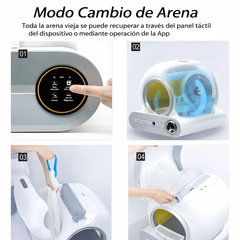 CAJA ARENA AUTOLIMPIANTE PARA GATOS CON CONTROL DE OLORES - 5