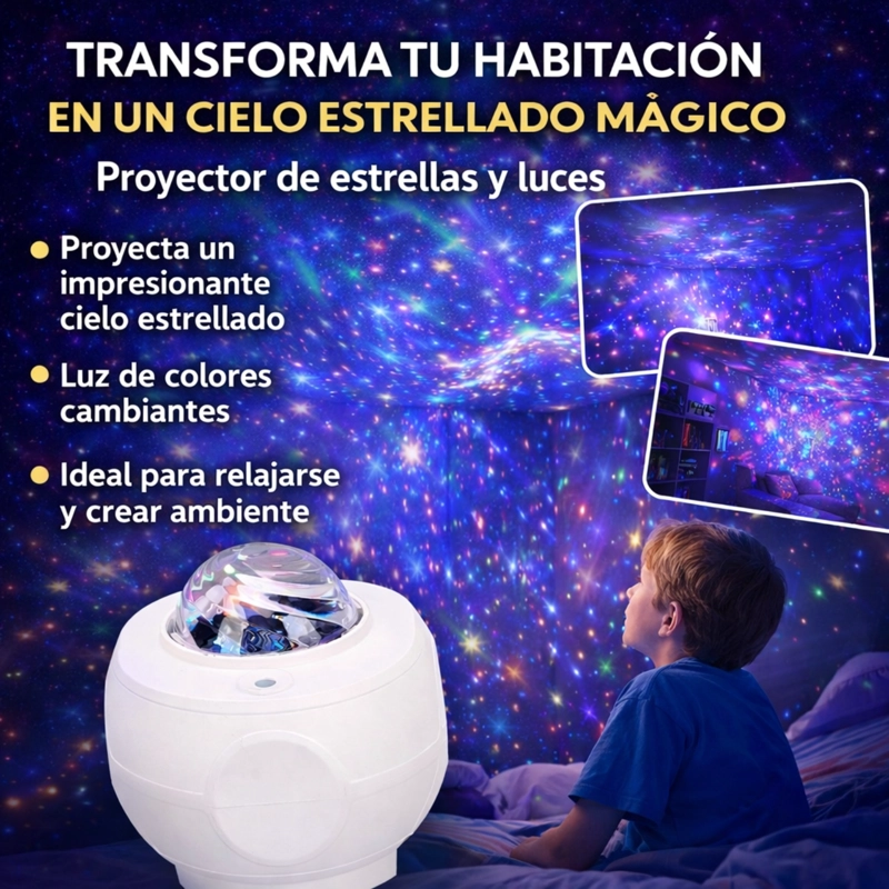 PROYECTOR LED LUCES Y ESTRELLAS 360º CON BLUETOOH Y MUSICA - 4
