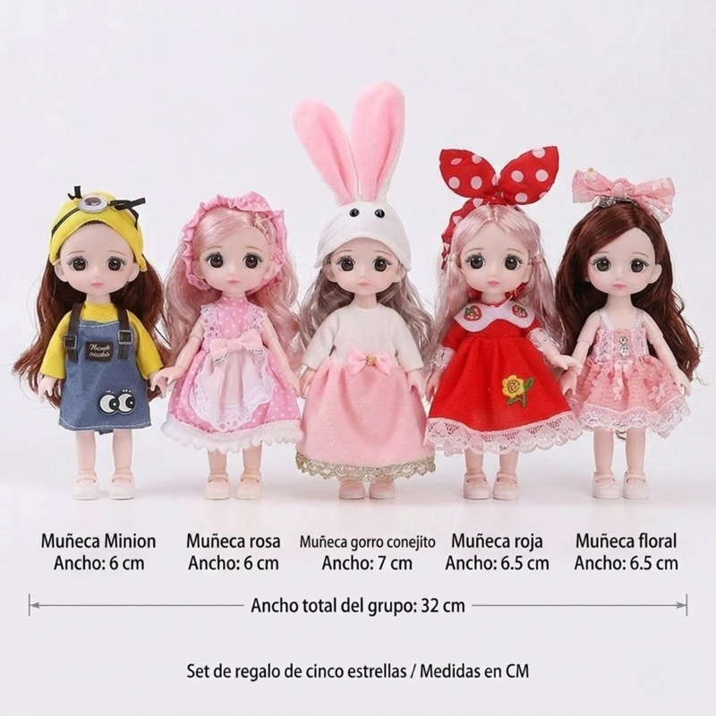 6 MINI MUÑECAS PARA NIÑAS ARTICULADAS Y CON ROPA - 4