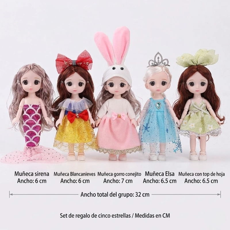 6 MINI MUÑECAS PARA NIÑAS ARTICULADAS Y CON ROPA - 4