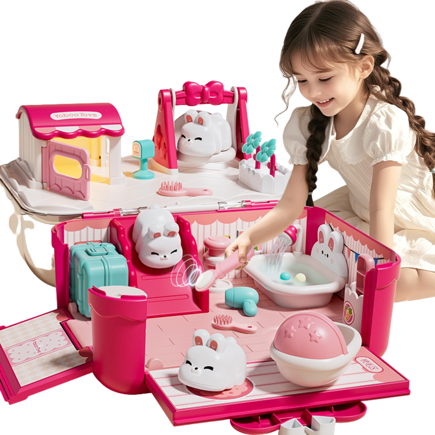 CASA DE MUÑECAS MAGNE TICA DE CONEJITOS REGALO NIÑAS - 1