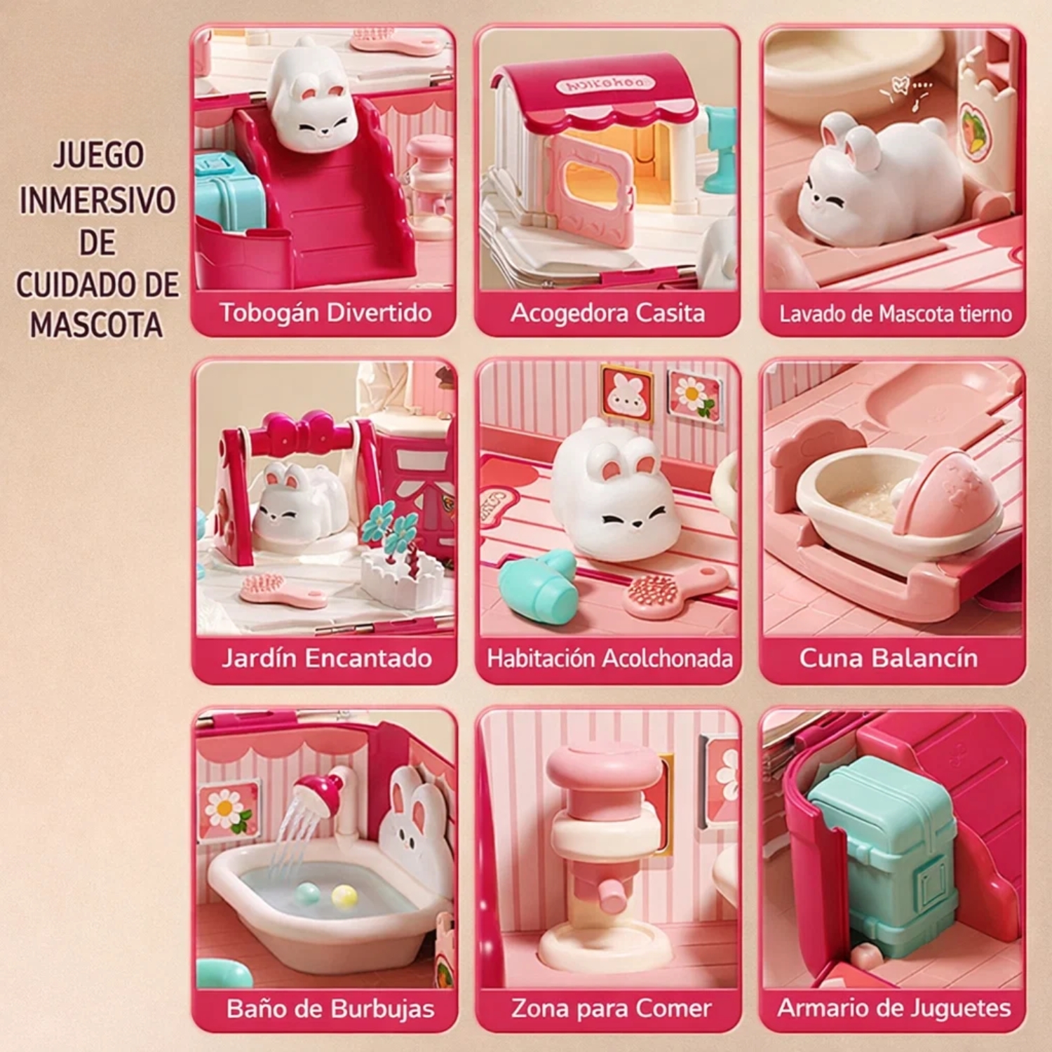 CASA DE MUÑECAS MAGNE TICA DE CONEJITOS REGALO NIÑAS - 4