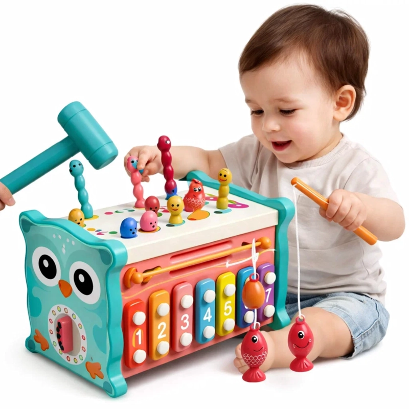 JUGUETE MONTESSORI BUHO: XILOFONO Y PESCA MAGNE TICA BEBE - 1