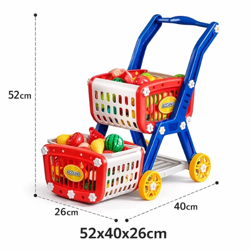 CARRITO DE SUPERMERCADO 2 EN 1 CON ALIMENTOS DE JUGUETE - 3
