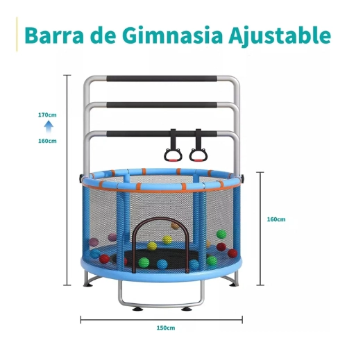 TRAMPOLIN PARA NIÑOS Y ADULTOS CON RED DE SEGURIDAD GIMNASIA - 2