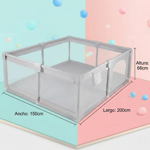 CORRAL PARA BEBE S CON PELOTAS VALLA DE SEGURIDAD 66cmx200cm - 2