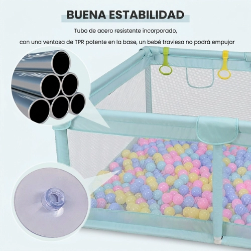 CORRAL PARA BEBE S CON PELOTAS VALLA DE SEGURIDAD 66cmx200cm - 3