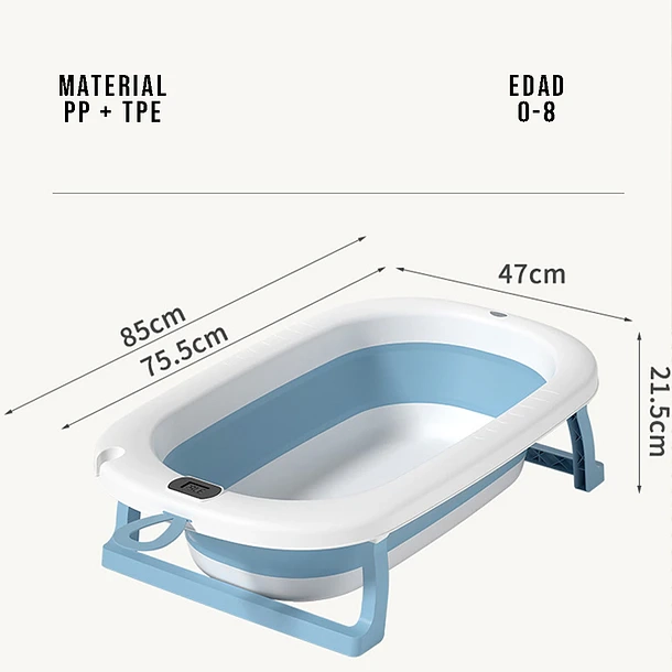 BAÑERA PLEGABLE TEMPERATURA TINA DE BAÑO PORTATIL PARA BEBES - 2