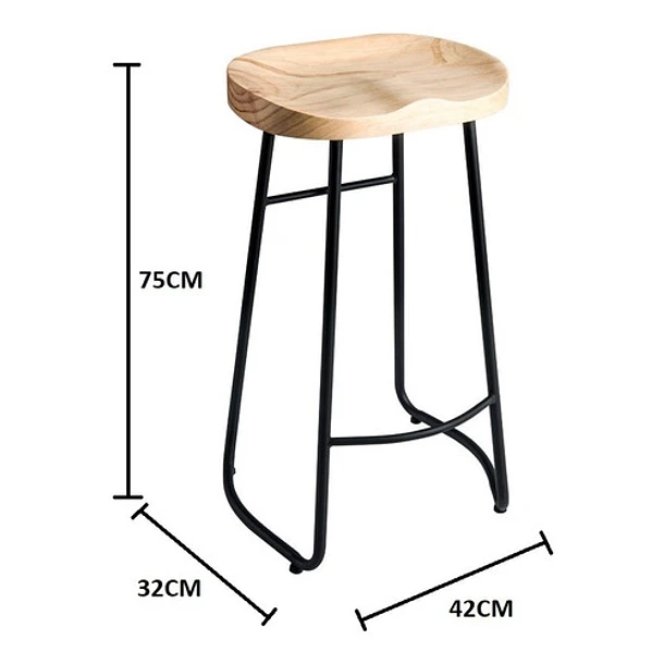 PACK 4 SILLAS DE BAR METALICA 75 CM CON ASIENTO MADERA - 2