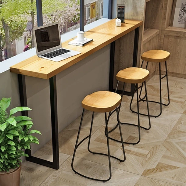 PACK 4 SILLAS DE BAR METALICA 75 CM CON ASIENTO MADERA - 4