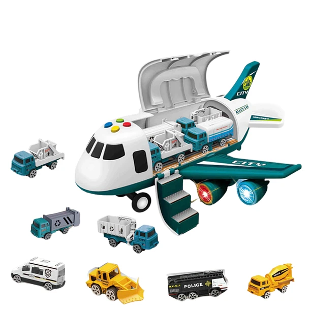 AVION TRANSPORTADOR 3 COCHES METAL CON MUSICA Y LUCES - 1