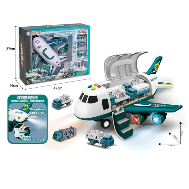 AVION TRANSPORTADOR 3 COCHES METAL CON MUSICA Y LUCES - 2