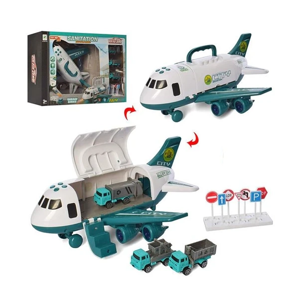 AVION TRANSPORTADOR 3 COCHES METAL CON MUSICA Y LUCES - 3