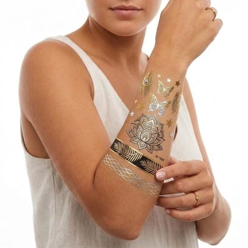 Pack 10 TATUAJES TEMPORALES METALIZADOS BOHO TEMPORALES AL AGUA - 1