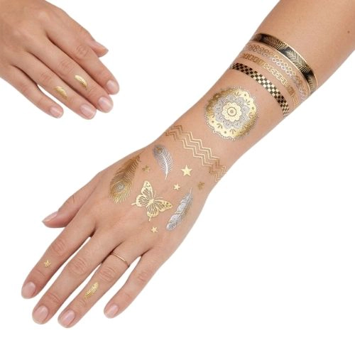 Pack 10 TATUAJES TEMPORALES METALIZADOS BOHO TEMPORALES AL AGUA - 3