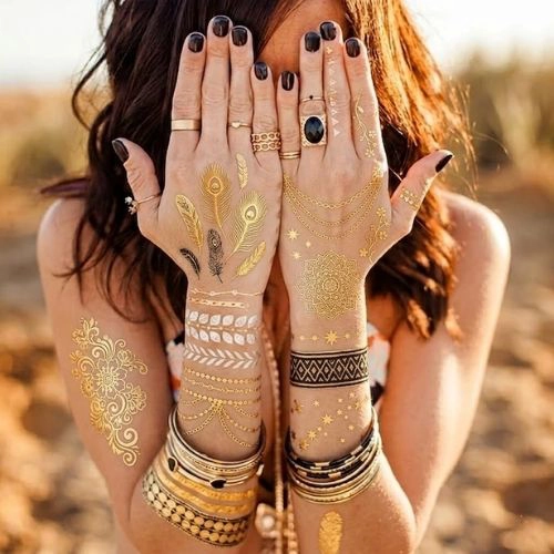 Pack 10 TATUAJES TEMPORALES METALIZADOS BOHO TEMPORALES AL AGUA - 5