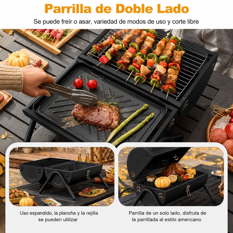 PARRILLA CARBON DE MESA 2 EN 1 CON PLANCHA PARA HORNEAR - 4