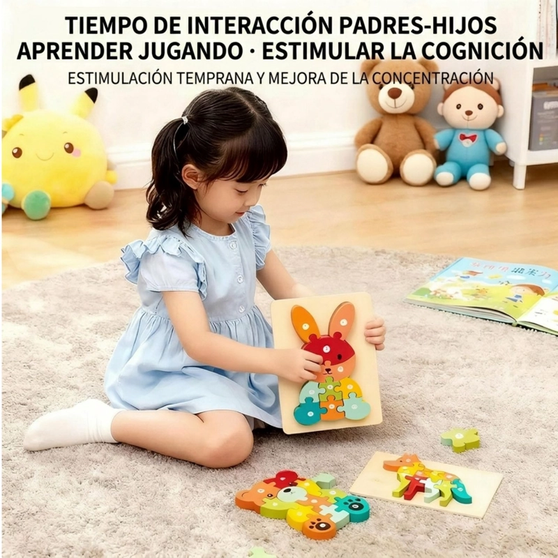 ROMPECABEZAS DE MADERA 3D MONTESSORI ANIMALES DIDACTICOS - 7