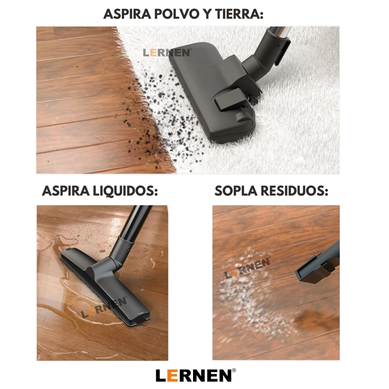 ASPIRADORA LERNEN MULTIFUNCION POLVO AGUA 15 LT 1400W METALICA - 5