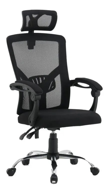 SILLA OFICINA SOERME2 ACERO NEGRO ESCRITORIO RECLINABLE EJECUTIVO - 1