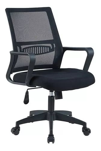 SILLA OFICINA EJECUTIVA ACERO NEGRO CON APOYA BRAZOS - 1