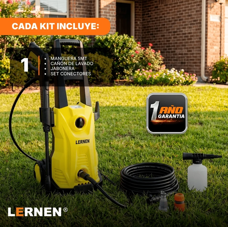 HIDROLAVADORA LERNEN HLP-1600 1600 W CON JABONERA ESPUMADOR 120BAR 5.5 L MIN - 3