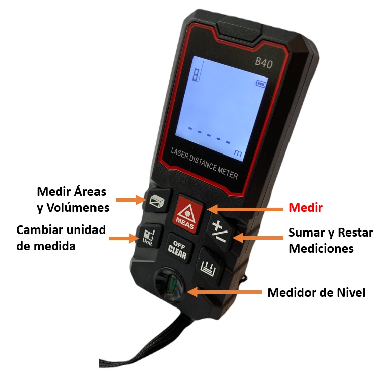 MEDIDOR LERNEN DISTANCIA LÁSER DIGITAL 40M CON ACCESORIOS - 2
