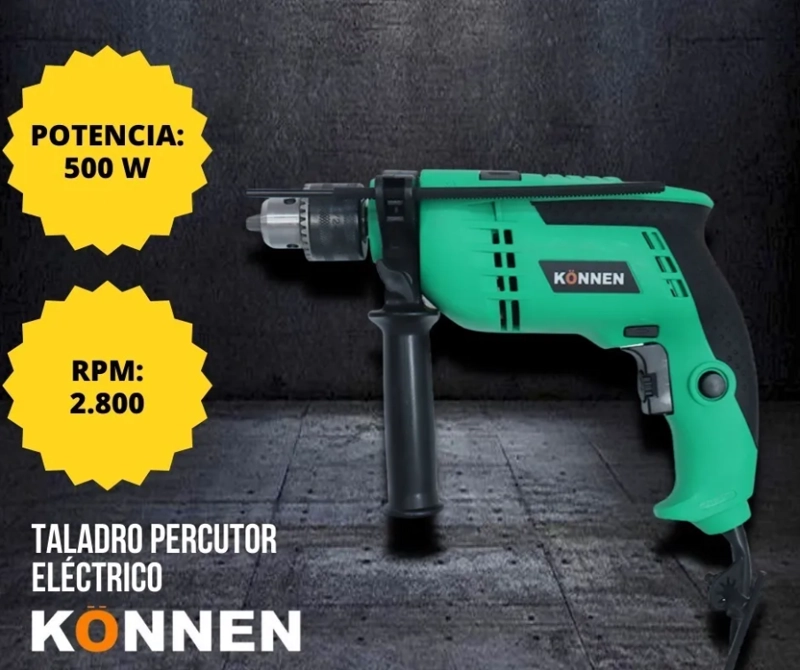TALADRO PERCUTOR ELECTRICO 13MM 2800 RPM 500W - 2