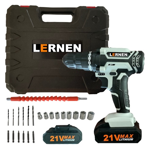 TALADRO DESATORNILLADOR LERNEN TI2B INALÁMBRICO 2 BATERIAS + SET BROCAS - 2